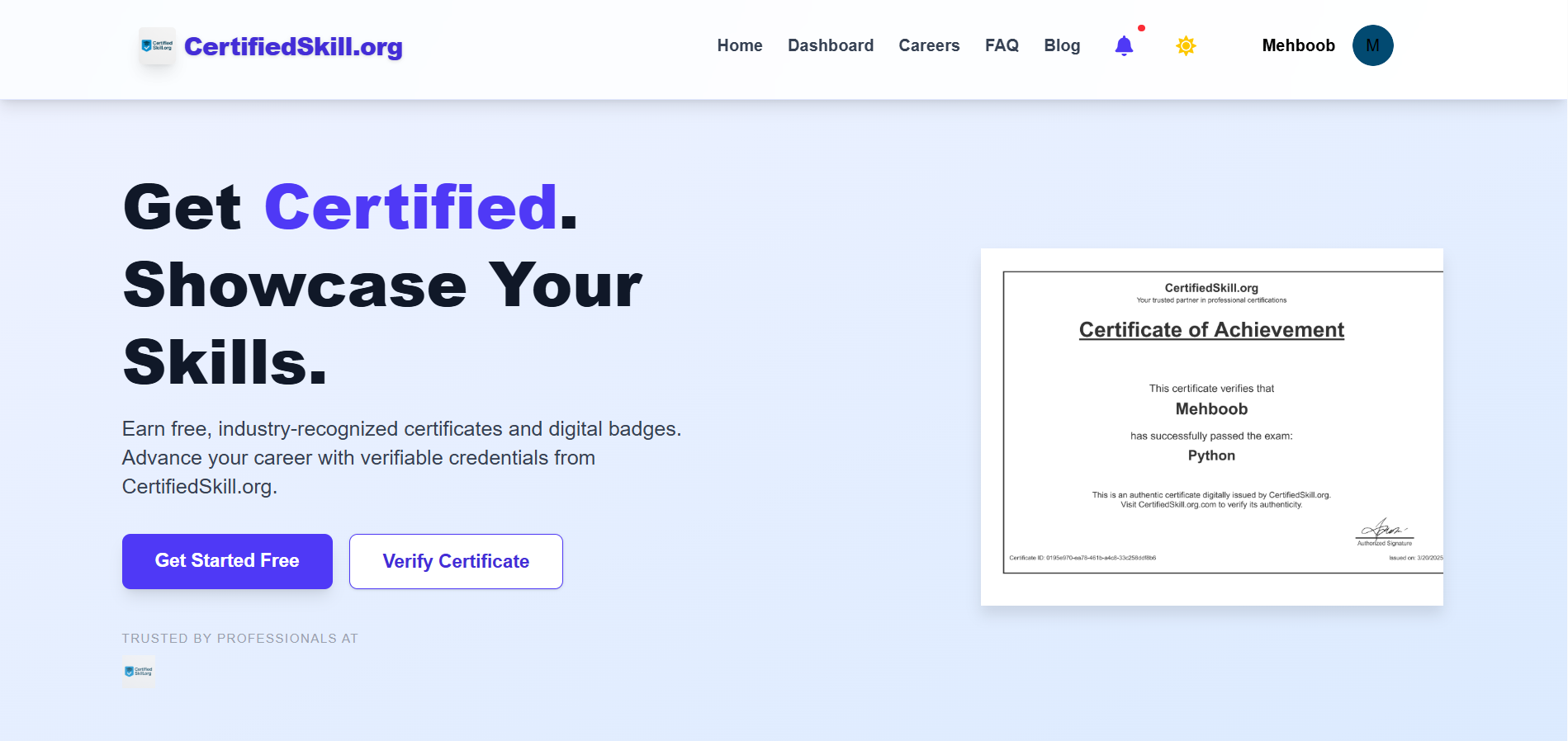 CertifiedSkill.org platform